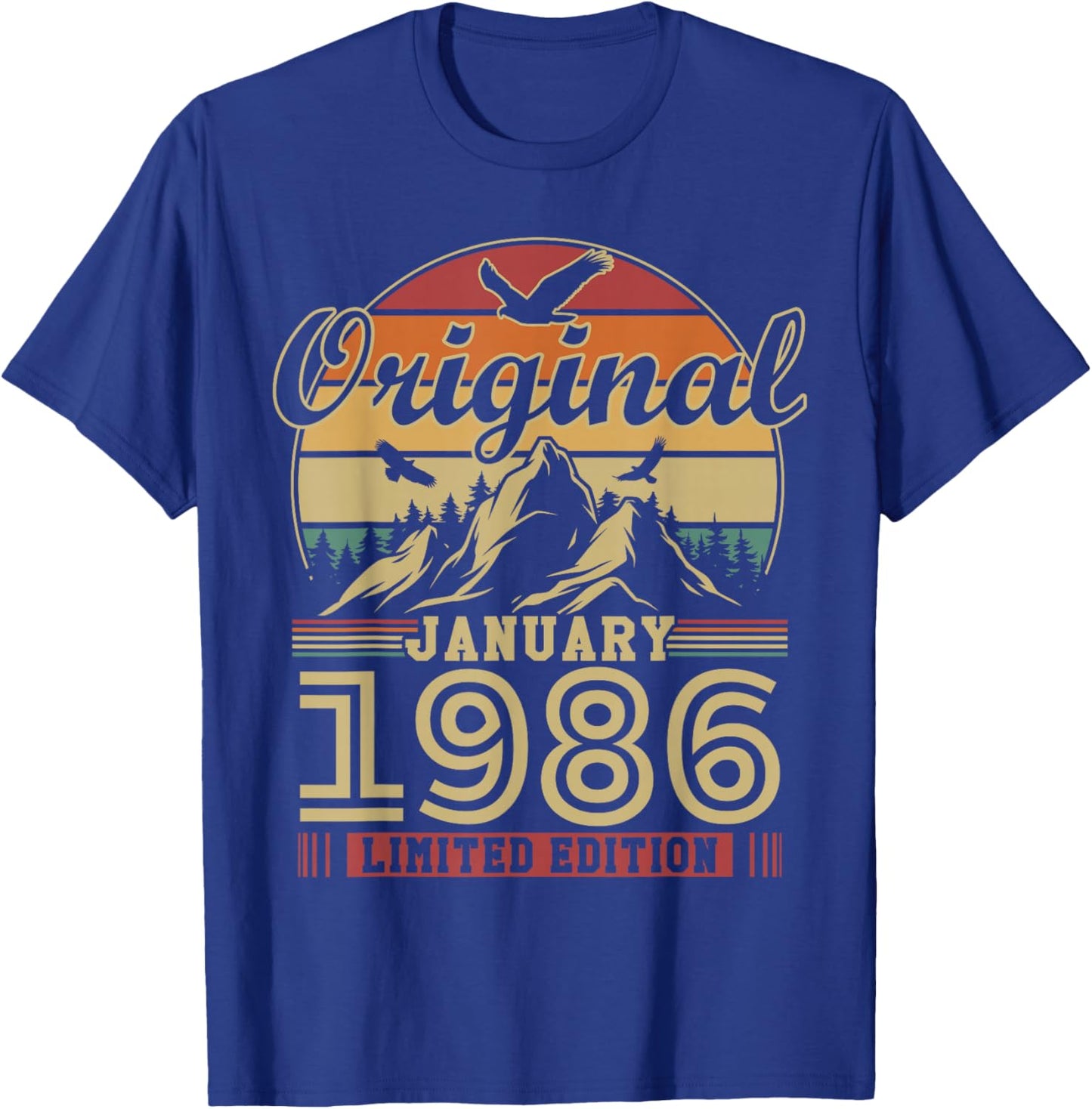 Vintage 40th Birthday Gift Born in January 1986 T-Shirt - T-Shirt | Royal