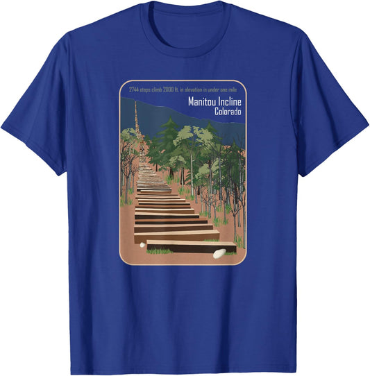 Manitou Incline, Colorado T-Shirt - T-Shirt | Royal