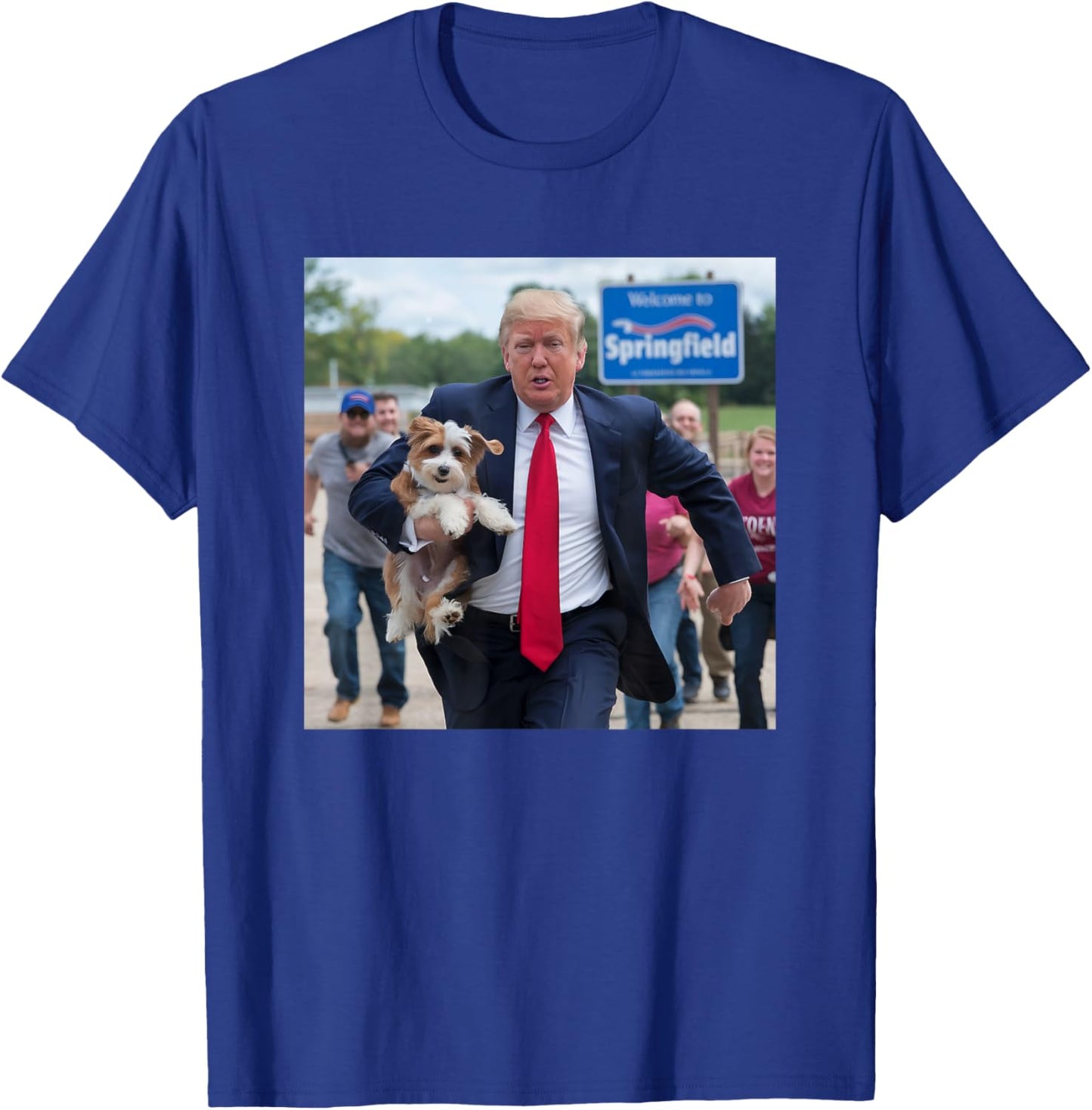 Trump Saving A Dog Funny Political Humor Photo T-Shirt - T-Shirt | Royal