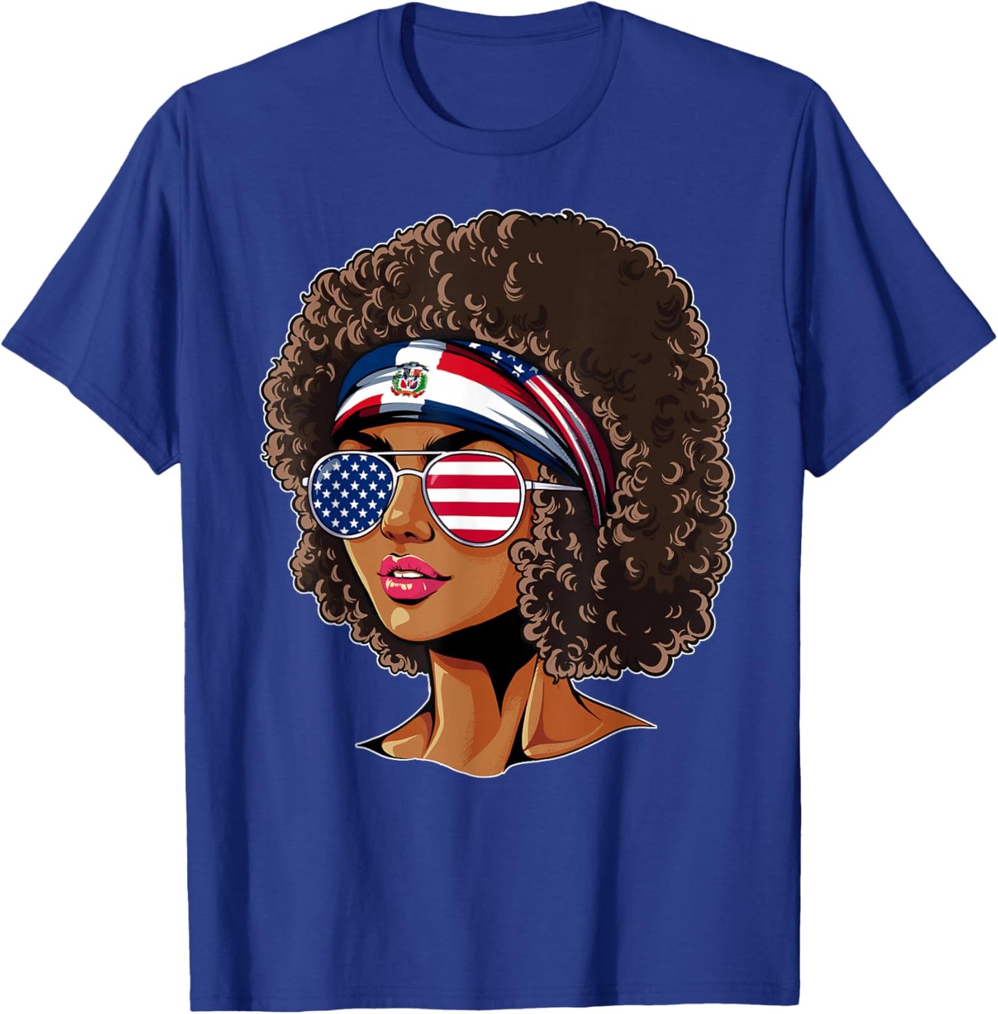 Half American Dominican Girl USA Dominican Republic Flag T-Shirt - T-Shirt | Royal