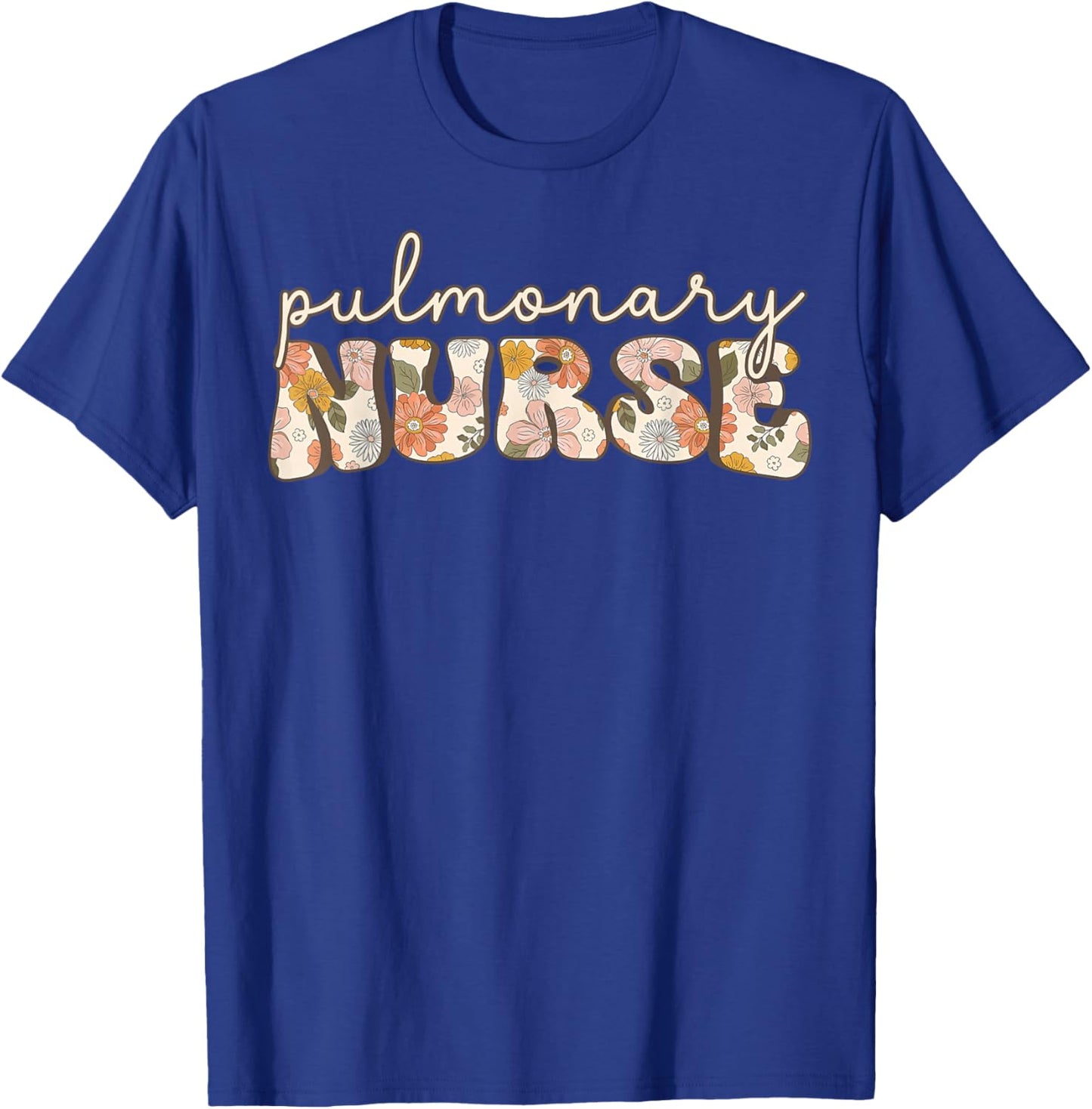 Retro Pulmonary Nurse Flower Boho Floral Registered Nurse T-Shirt - T-Shirt | Royal