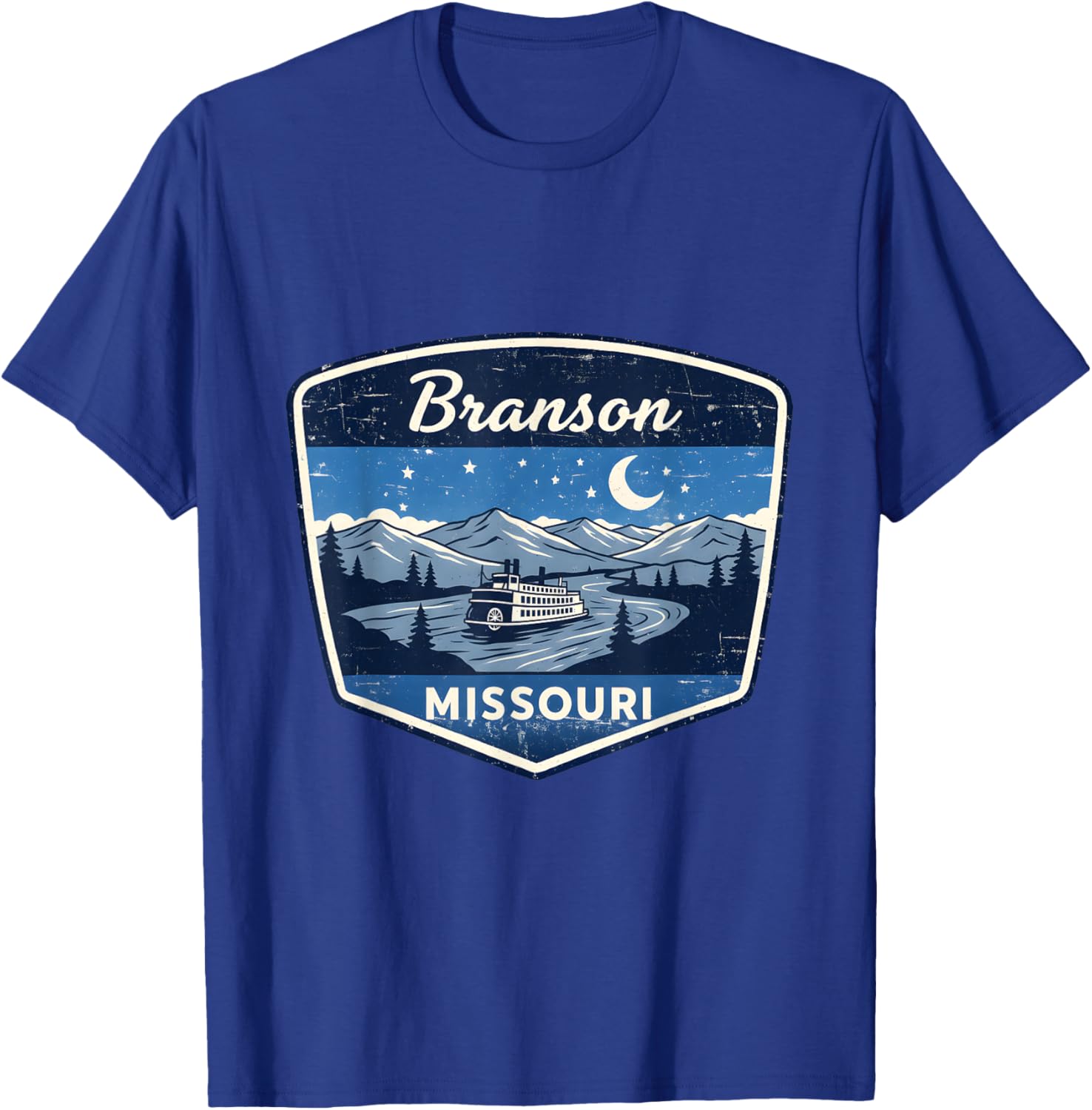 Branson Missouri Riverboat Mountain Night Travel Adventure T-Shirt - T-Shirt | Royal