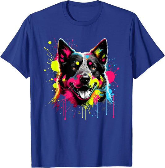 Splash Art Australian Cattle Dog T-Shirt - T-Shirt | Royal