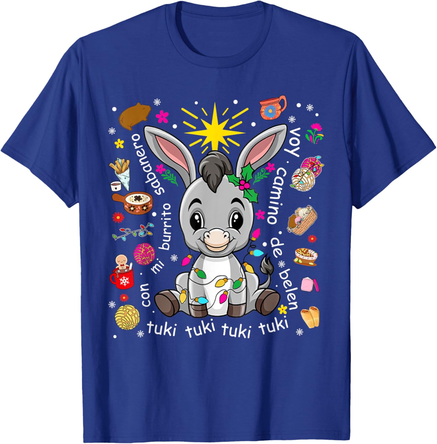 Mi Burrito Sabanero Mexican Christmas Donkey Spanish Xmas T-Shirt - T-Shirt | Royal