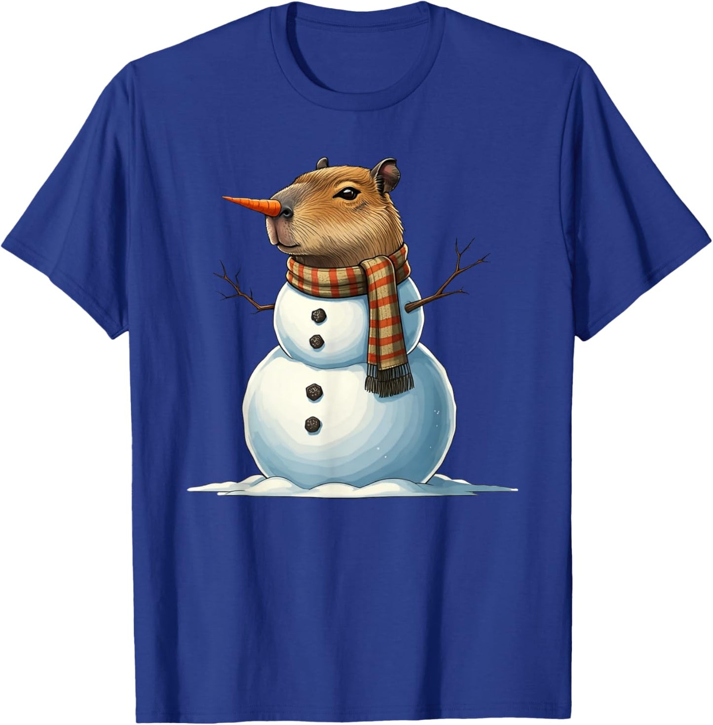 Funny Capybara Snowman Scarf Christmas Kids T-Shirt - T-Shirt | Royal