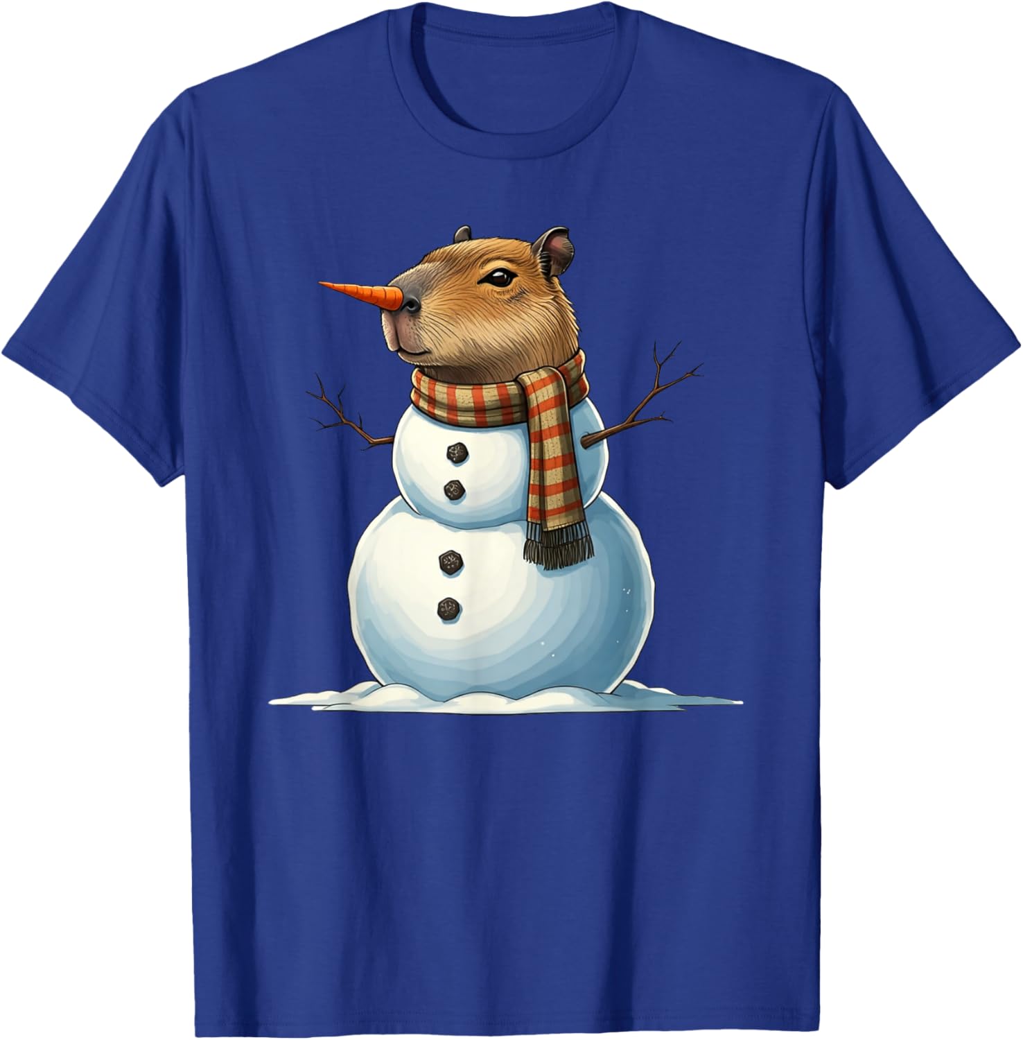 Funny Capybara Snowman Scarf Christmas Kids T-Shirt - T-Shirt | Royal