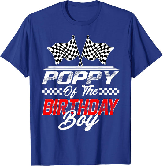 Race Car Poppy of The Birthday Boy Racing Family T-Shirt - T-Shirt | Royal