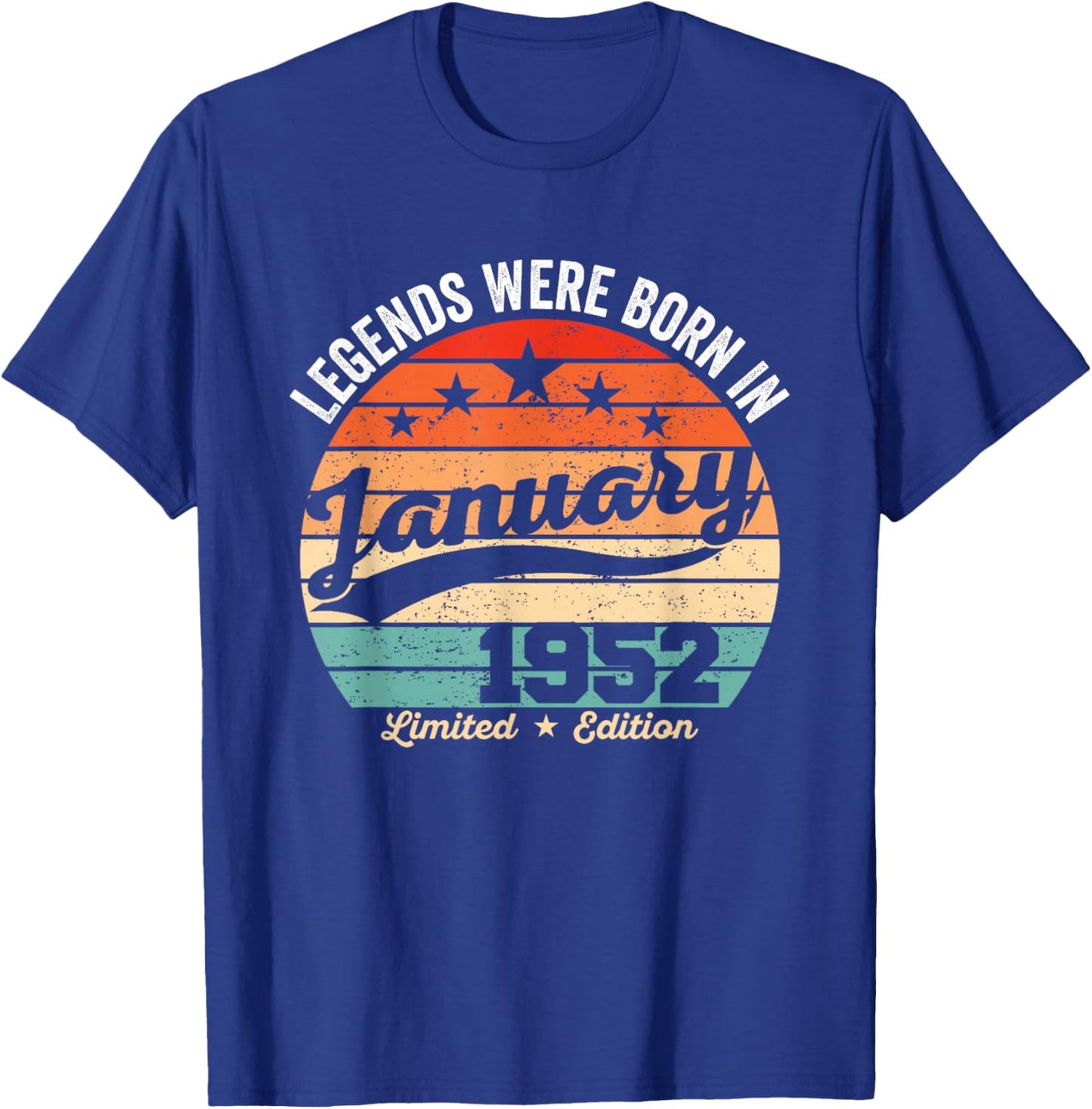 Vintage 74th Birthday Legends were Born in January 1952 T-Shirt - T-Shirt | Royal