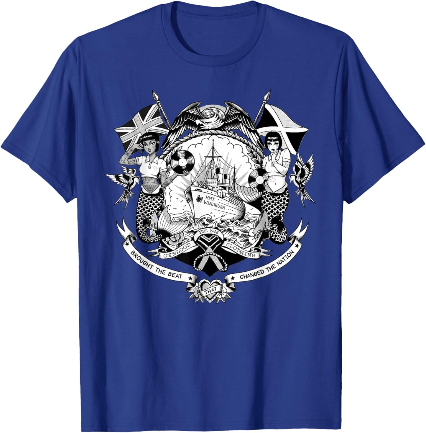 HMT Windrush Trojan Skinhead Reggae - British Jamaican T-Shirt - T-Shirt | Royal