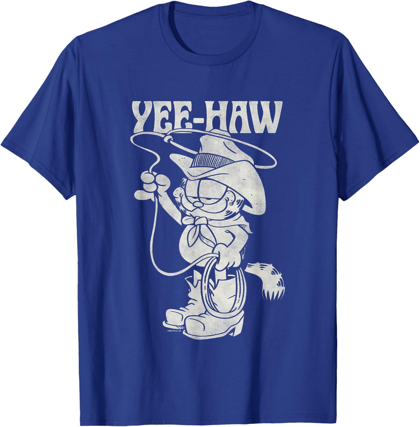 Garfield Cowboy Yee-Haw Vintage Retro Big Chest Portrait T-Shirt - T-Shirt | Royal