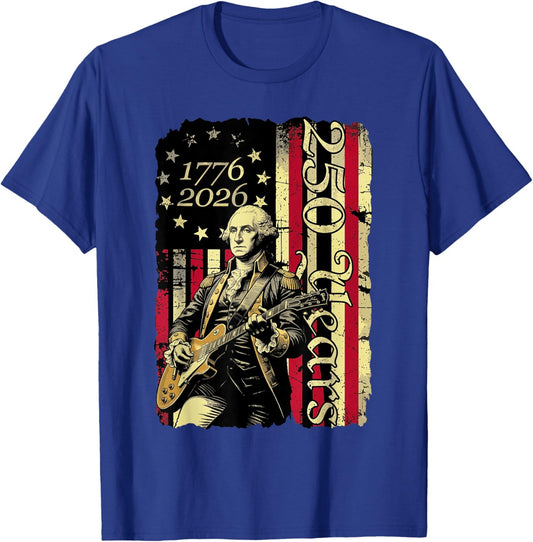 Vintage George Washington Playing Guitar 250 Years America T-Shirt - T-Shirt | Royal