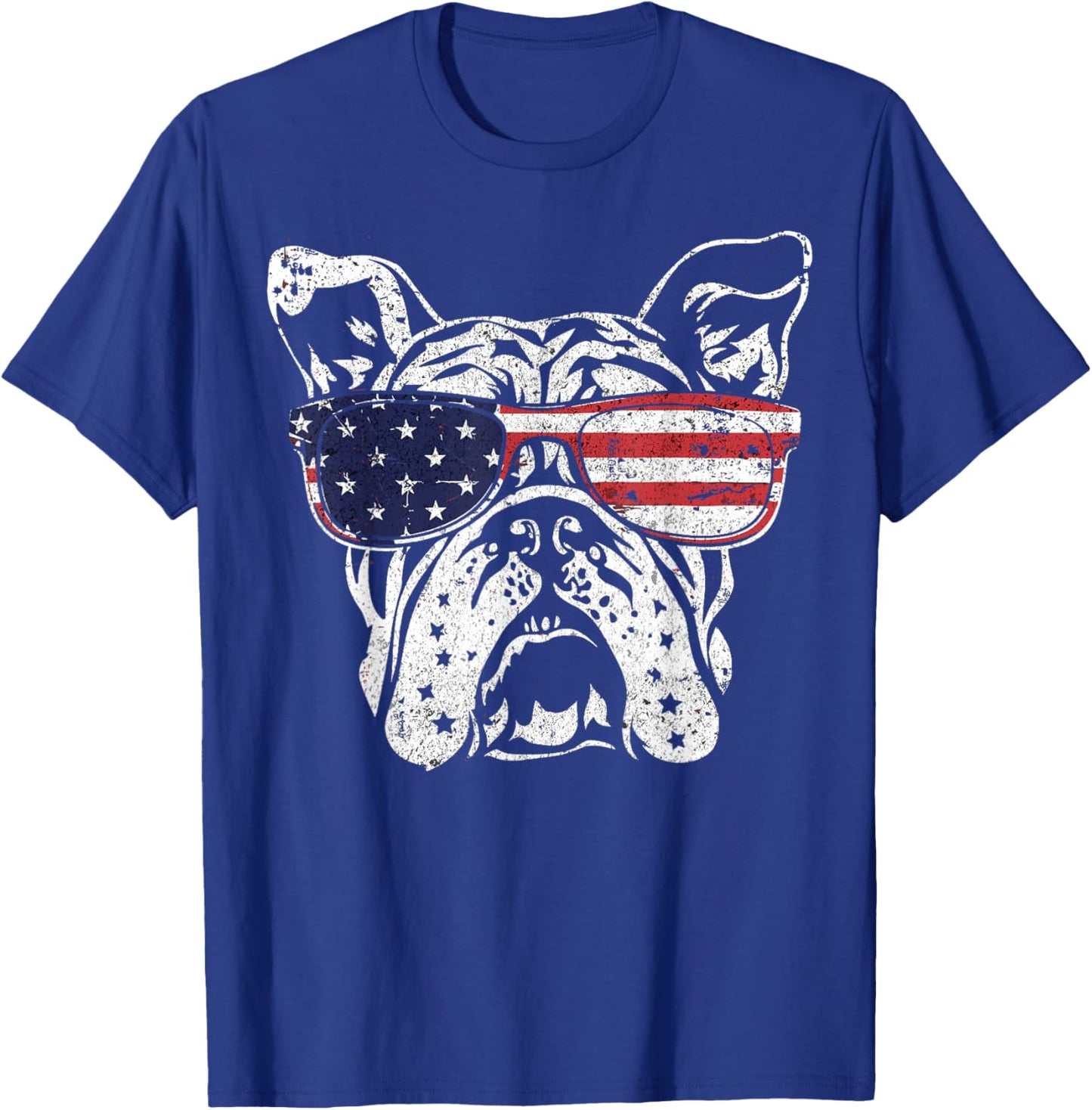 Patriotic Bulldog American Flag USA Pride Dog Lovers Dad Mom Women Men T-Shirt - T-Shirt | Royal