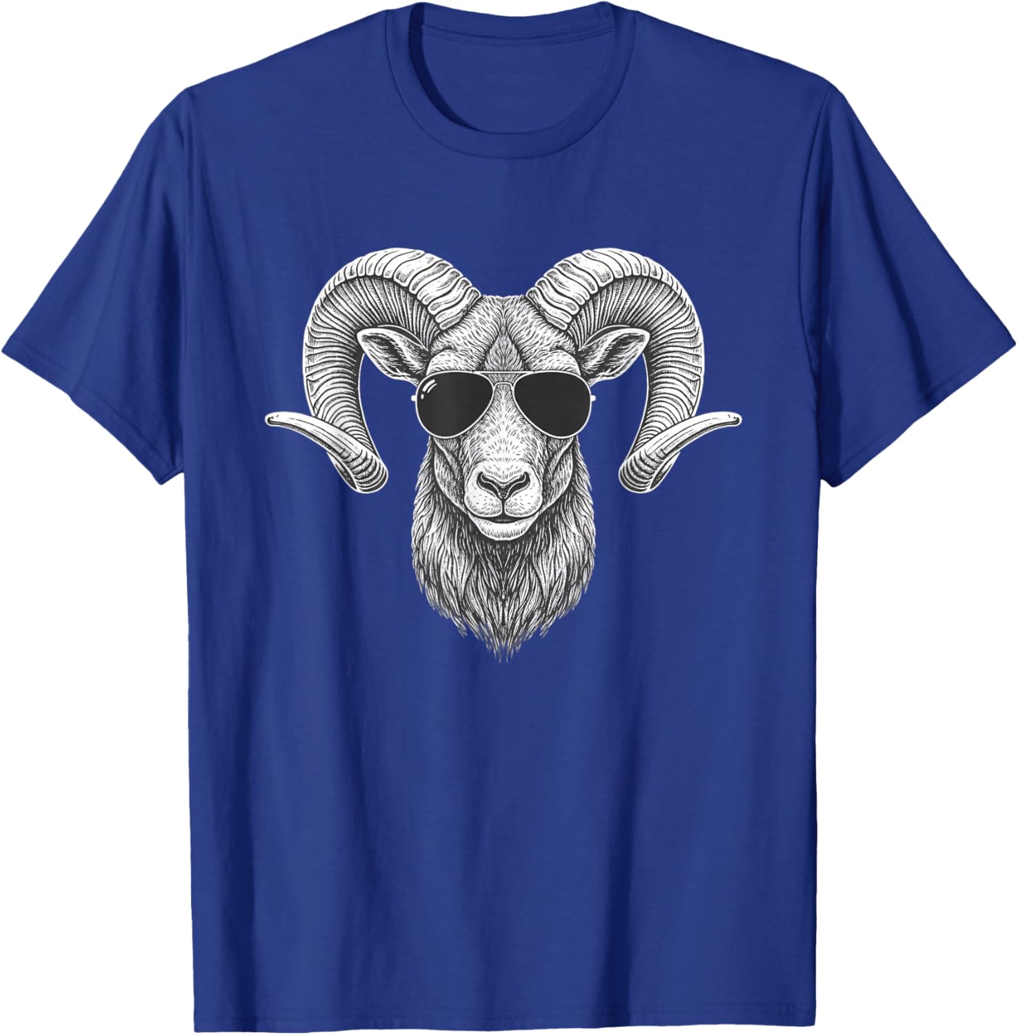 Cool Ram Wearing Sunglasses Funny Farm Animals Kids Graphic T-Shirt - T-Shirt | Royal