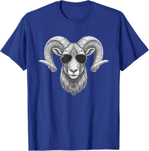 Cool Ram Wearing Sunglasses Funny Farm Animals Kids Graphic T-Shirt - T-Shirt | Royal