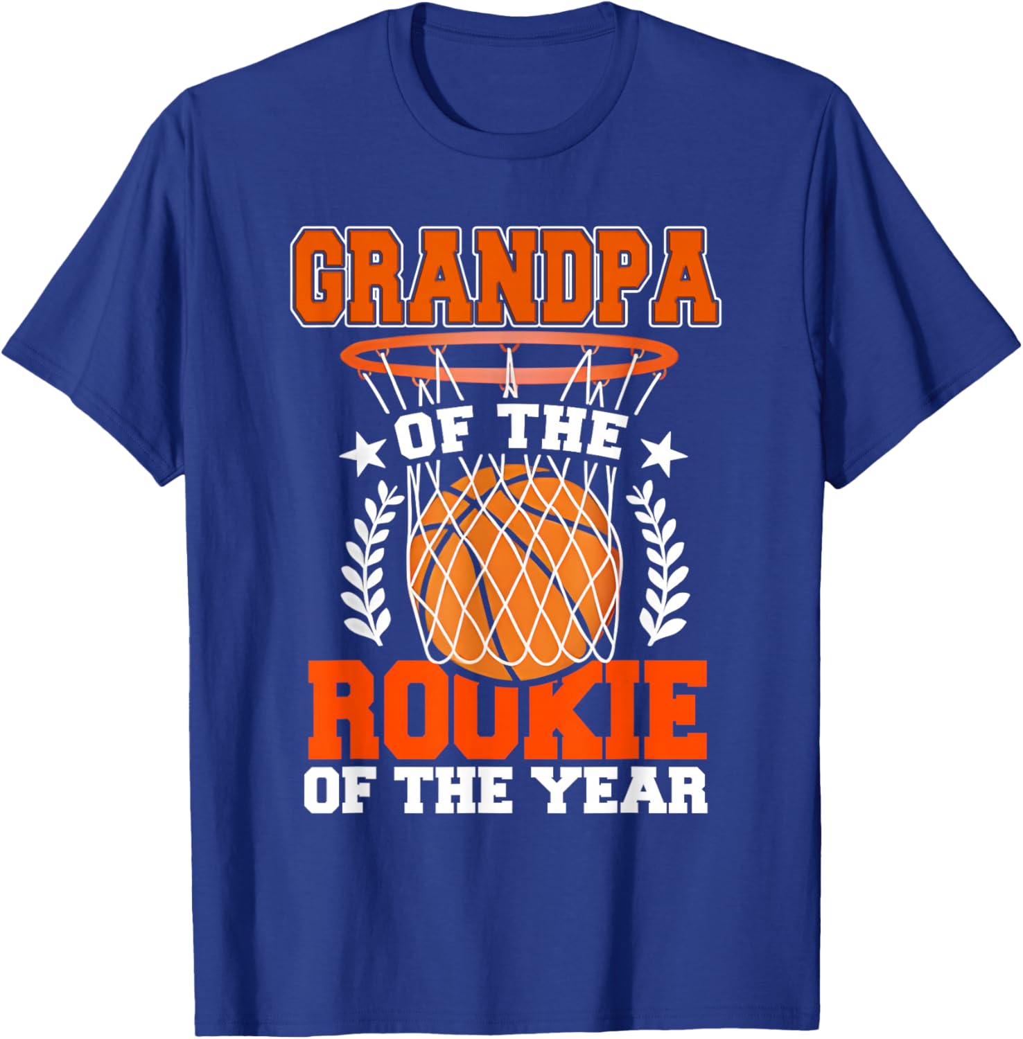 Grandpa of Rookie 1st Basketball Bday Theme Matching T-Shirt - T-Shirt | Royal