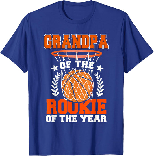 Grandpa of Rookie 1st Basketball Bday Theme Matching T-Shirt - T-Shirt | Royal