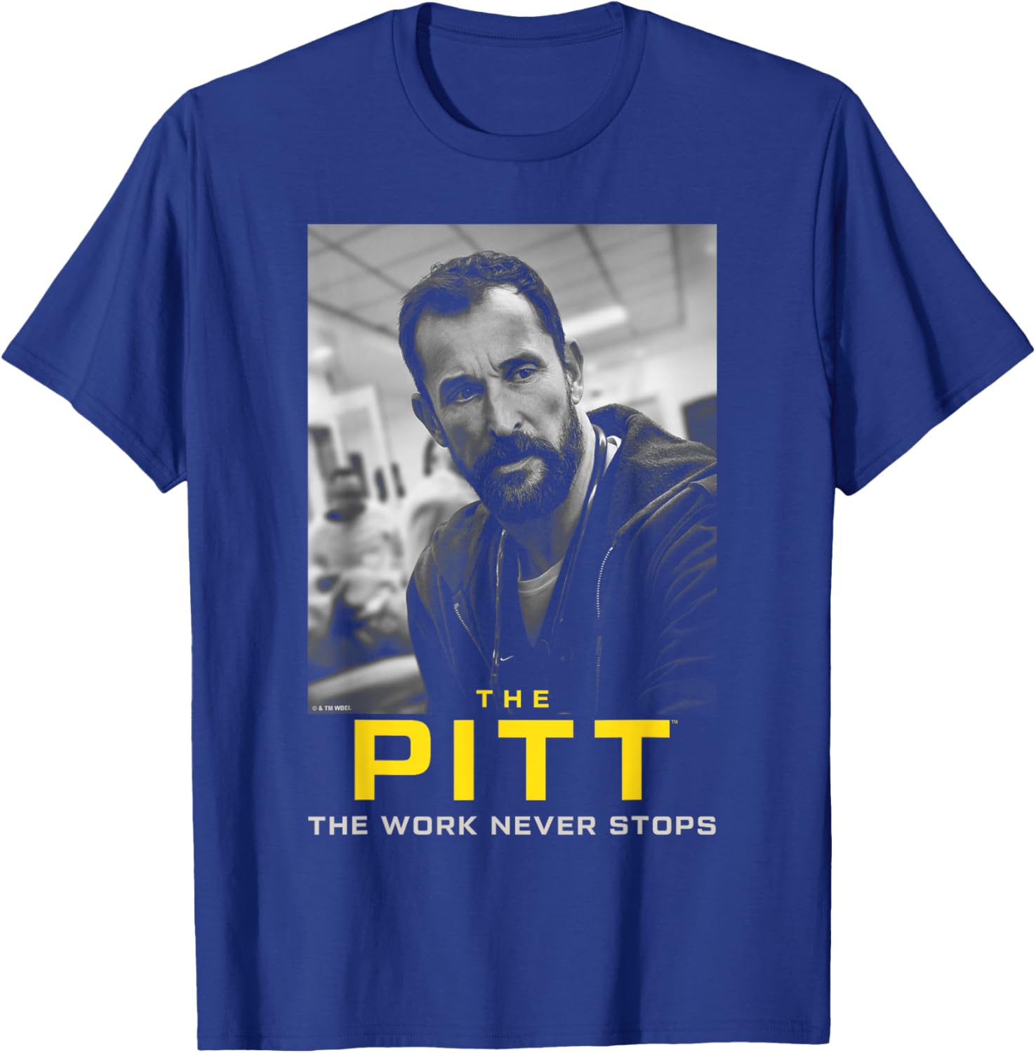 The Work Never Stops Dr Robby Black & White Poster T-Shirt - T-Shirt | Royal