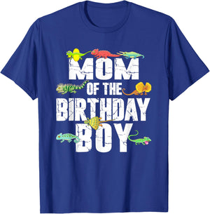 Mom of The Birthday Boy Reptiles Lizard Themed Party T-Shirt - T-Shirt | Royal