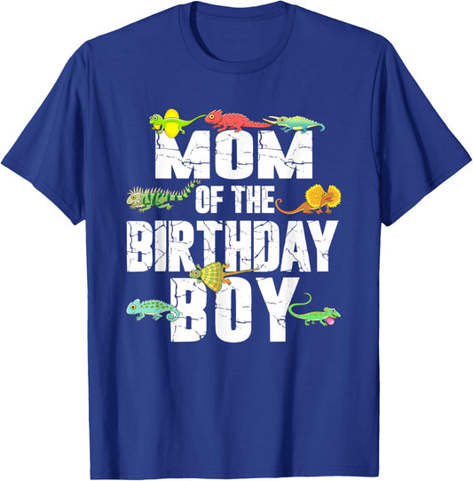 Mom of The Birthday Boy Reptiles Lizard Themed Party T-Shirt - T-Shirt | Royal