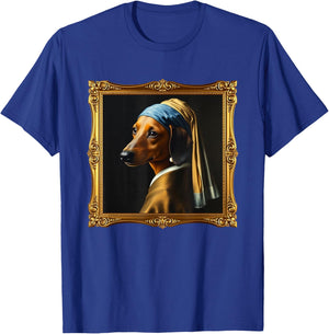 Dachshund Girl Dog with a Pearl Earring Famous Painting T-Shirt - T-Shirt | Royal