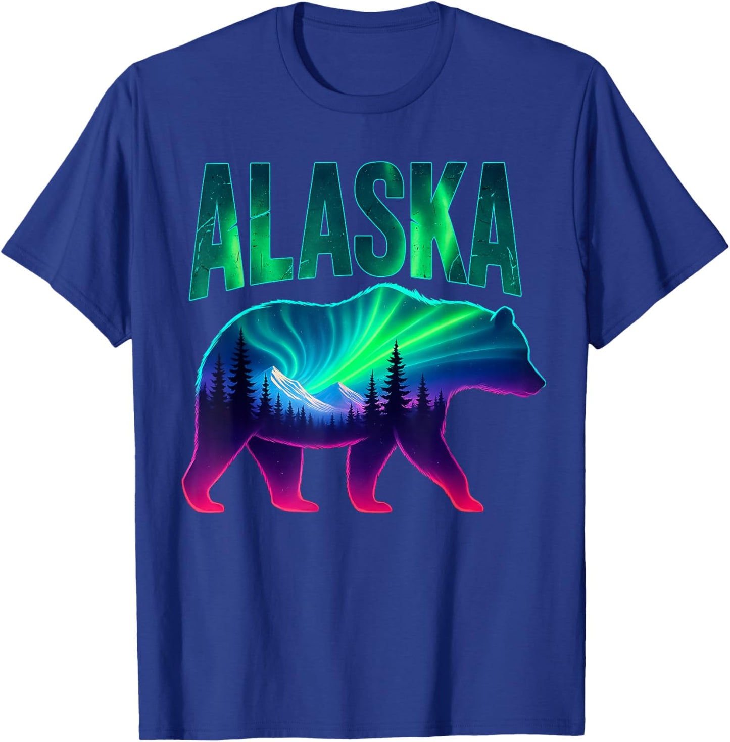Alaska Northern Lights Viewing Bear Vacation Trip T-Shirt - T-Shirt | Royal