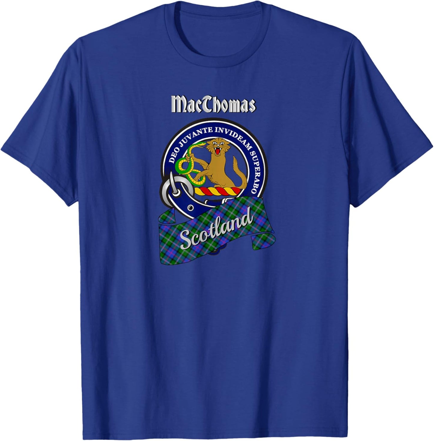 MacThomas Scottish Clan Badge & Tartan T-Shirt - T-Shirt | Royal