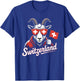 Switzerland Mountain Goat Design Funny Swiss Flag Graphic T-Shirt - T-Shirt | Royal