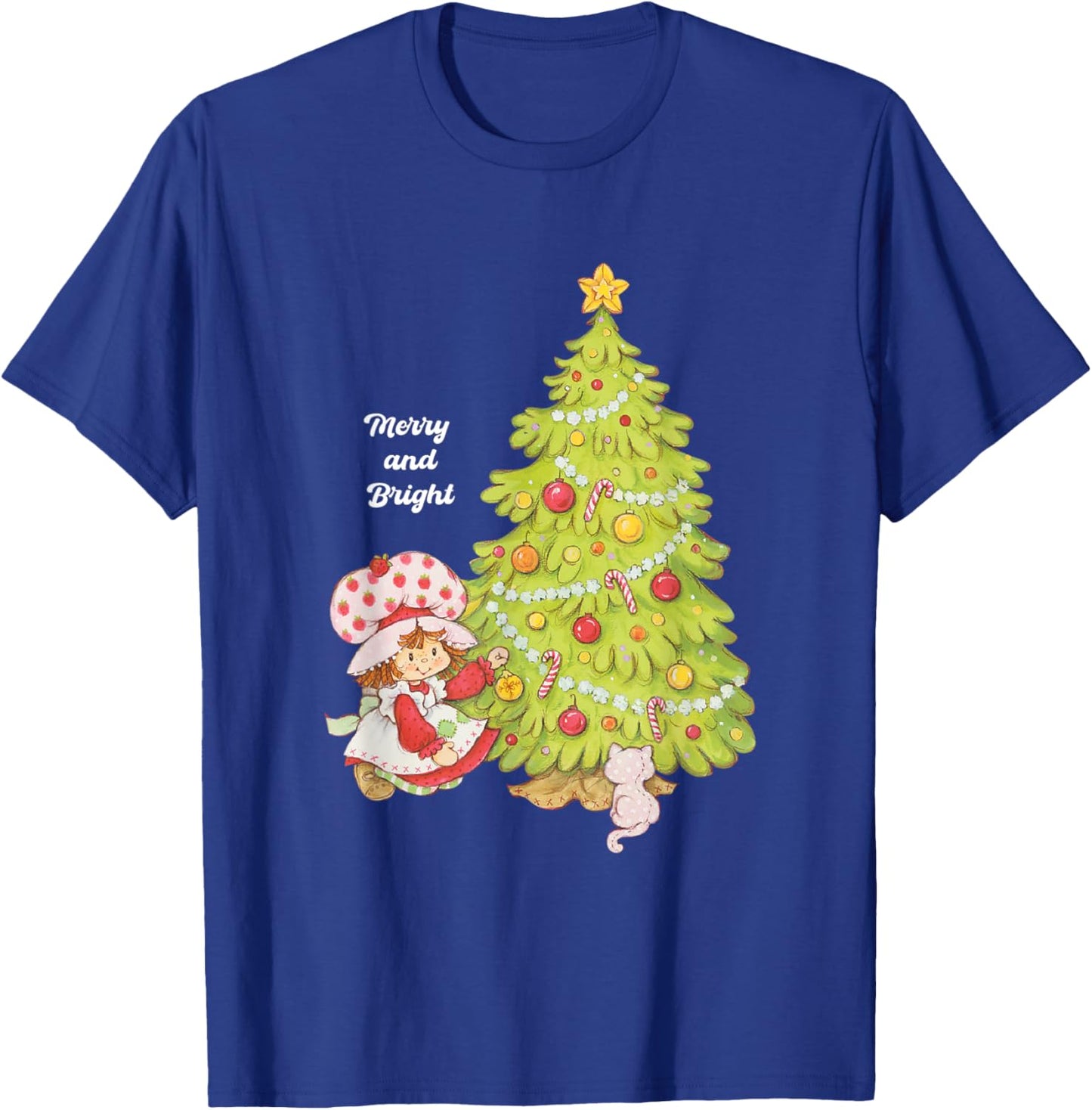 Strawberry Shortcake Merry Christmas Vintage Tree T-Shirt - T-Shirt | Royal