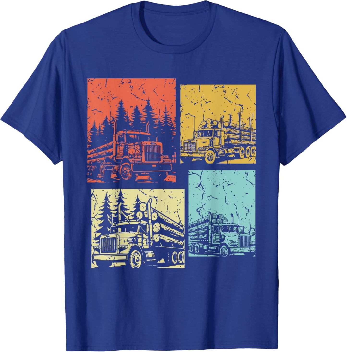 Vintage Log Truck Driver Funny Logger Birthday Logging T-Shirt - T-Shirt | Royal