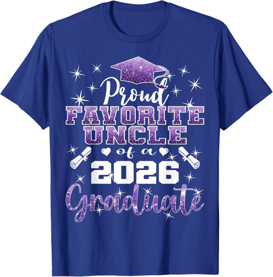 Super Proud Favorite Uncle of 2026 Graduate Senior Family T-Shirt - T-Shirt | Royal