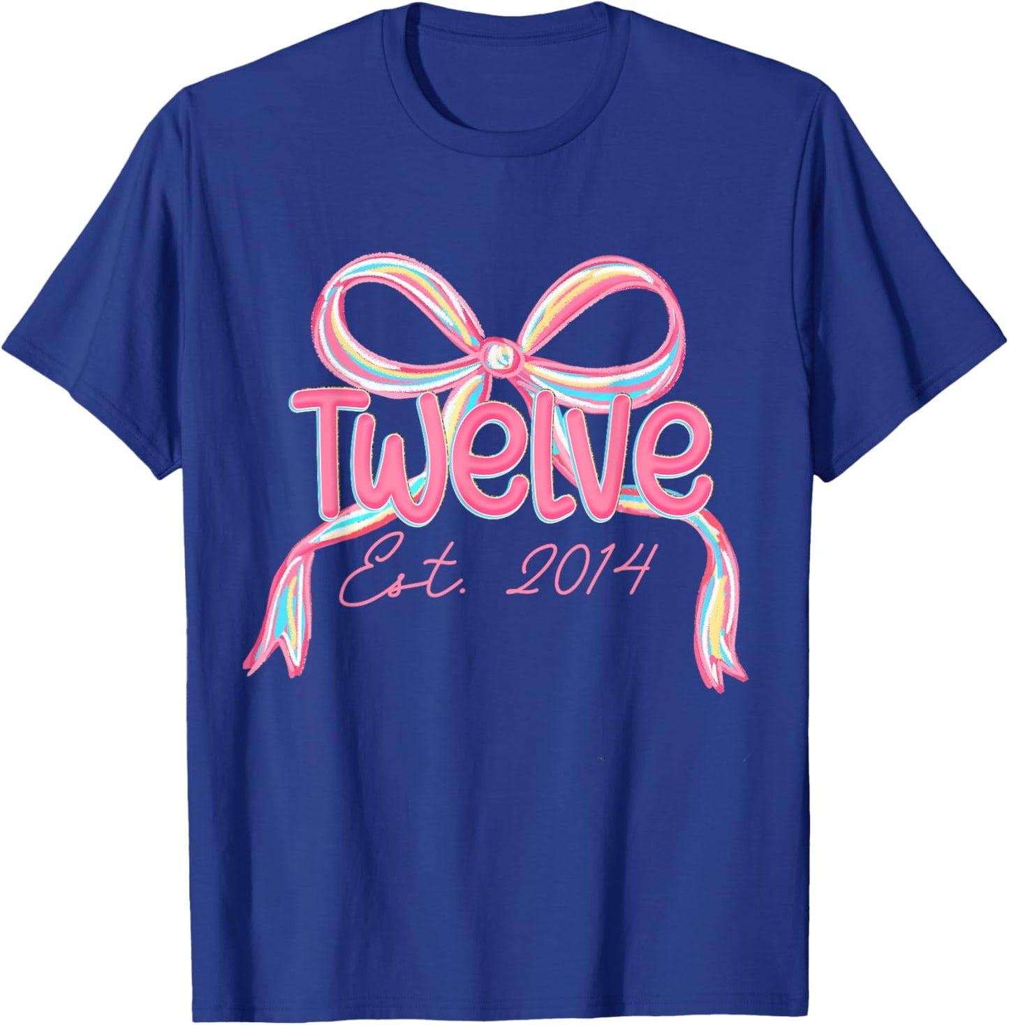 12th Birthday Girl Pink Coquette Bow 12 Years Old Decorations T-Shirt - T-Shirt | Royal