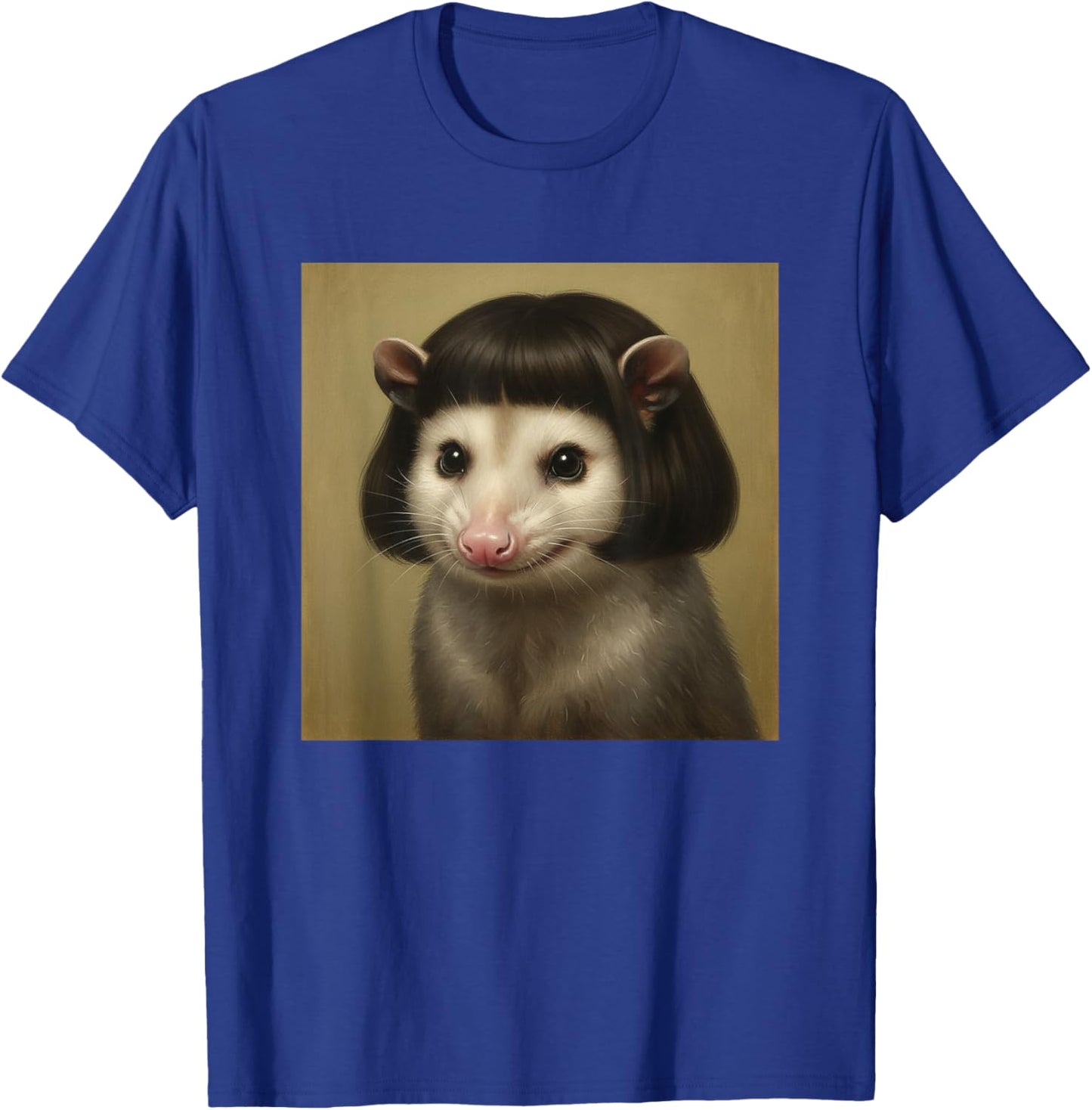 Opossum with Bob Haircut Funny Woodland Critter Art T-Shirt - T-Shirt | Royal