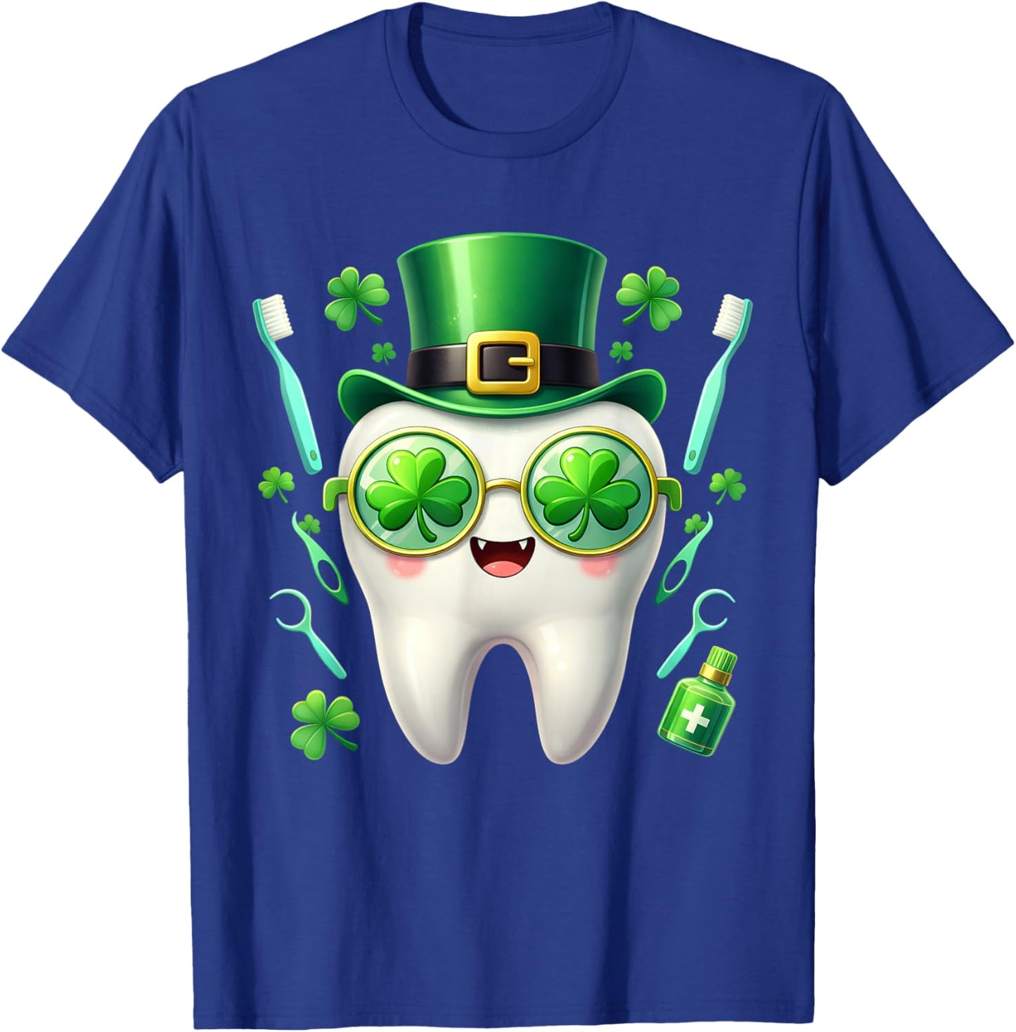 Lucky Dentist Shamrock St Patricks Day Dental Men Women Kids T-Shirt - T-Shirt | Royal