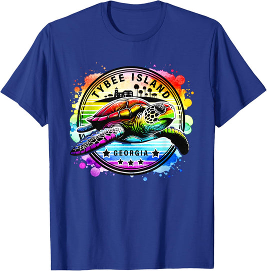 Tybee Island Georgia Sea Turtle GA T-Shirt - T-Shirt | Royal