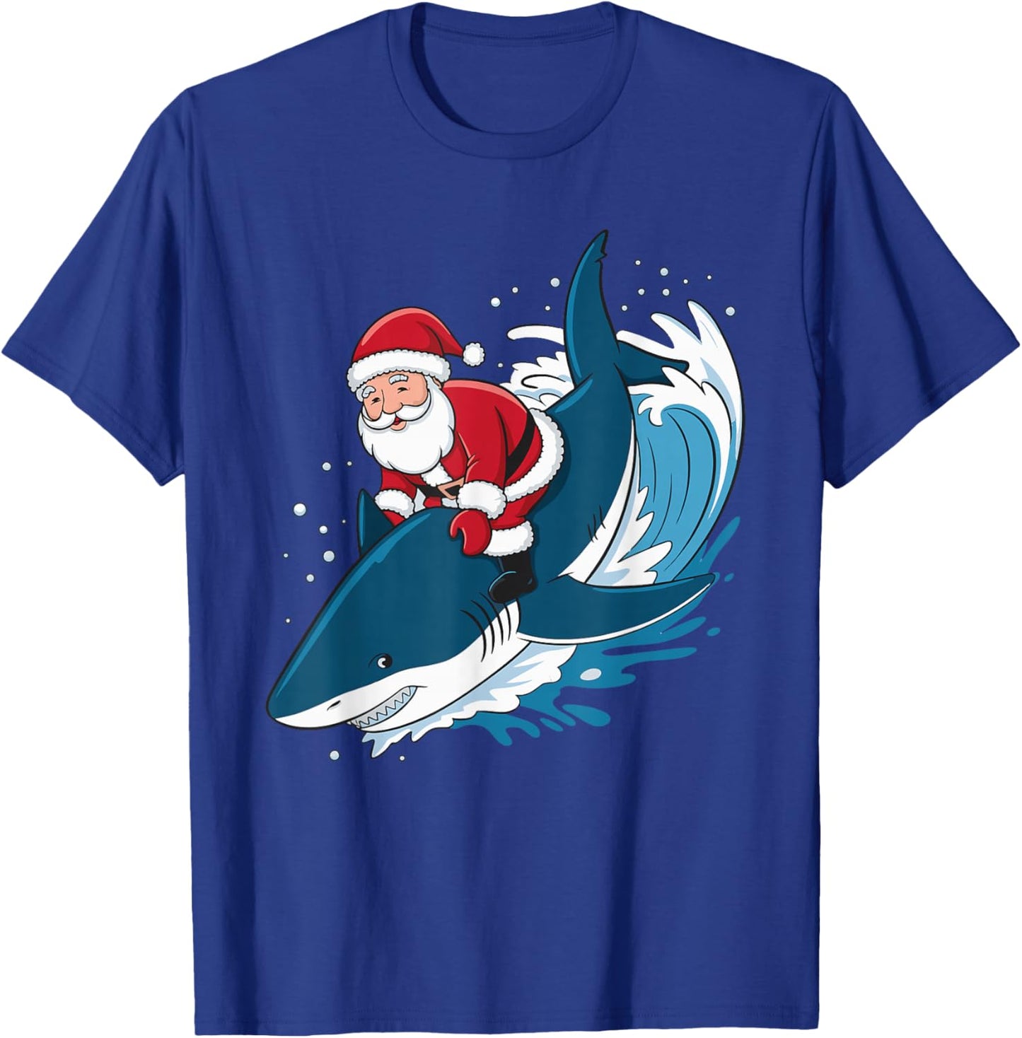 Santa Riding A Shark T-Shirt - T-Shirt | Royal