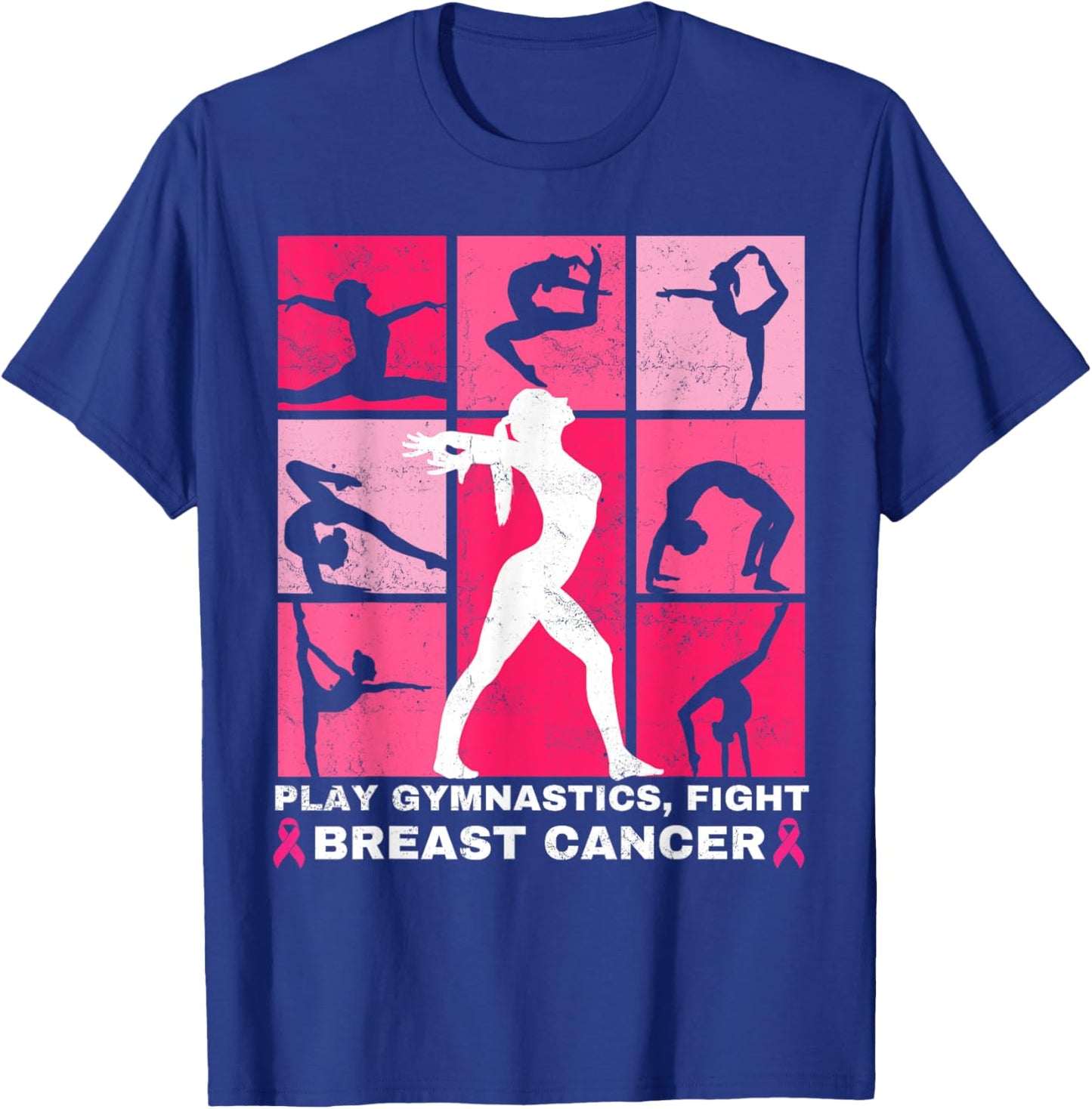 Gymnastics Lovers Breast Cancer Awareness For Gymnast Girls T-Shirt - T-Shirt | Royal