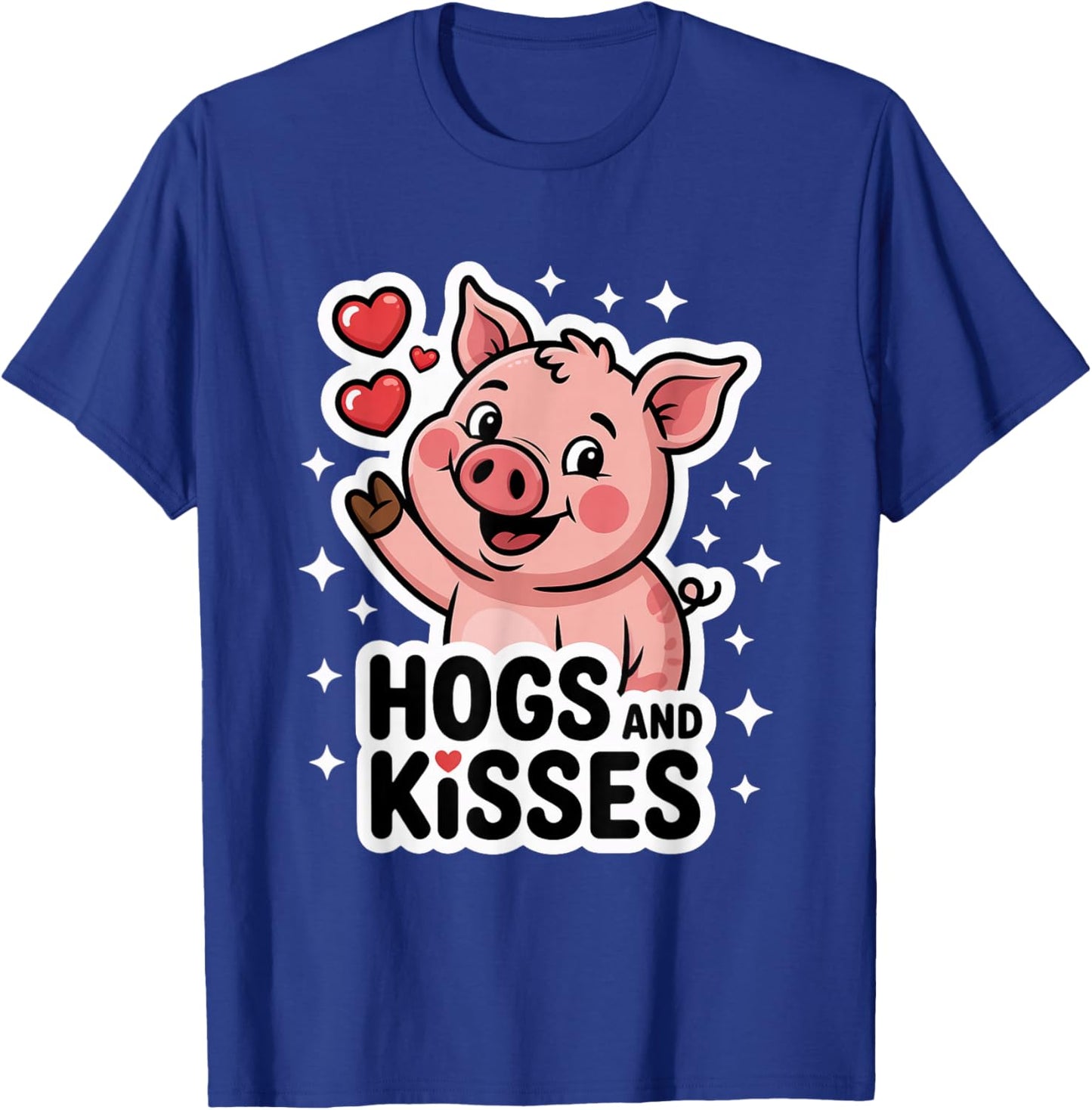 Hogs and Kisses Cute Cartoon Pig T-Shirt - T-Shirt | Royal