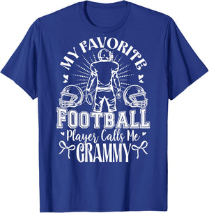 My Favorite Football Player Calls Me Grammy (on Back) T-Shirt - T-Shirt | Royal