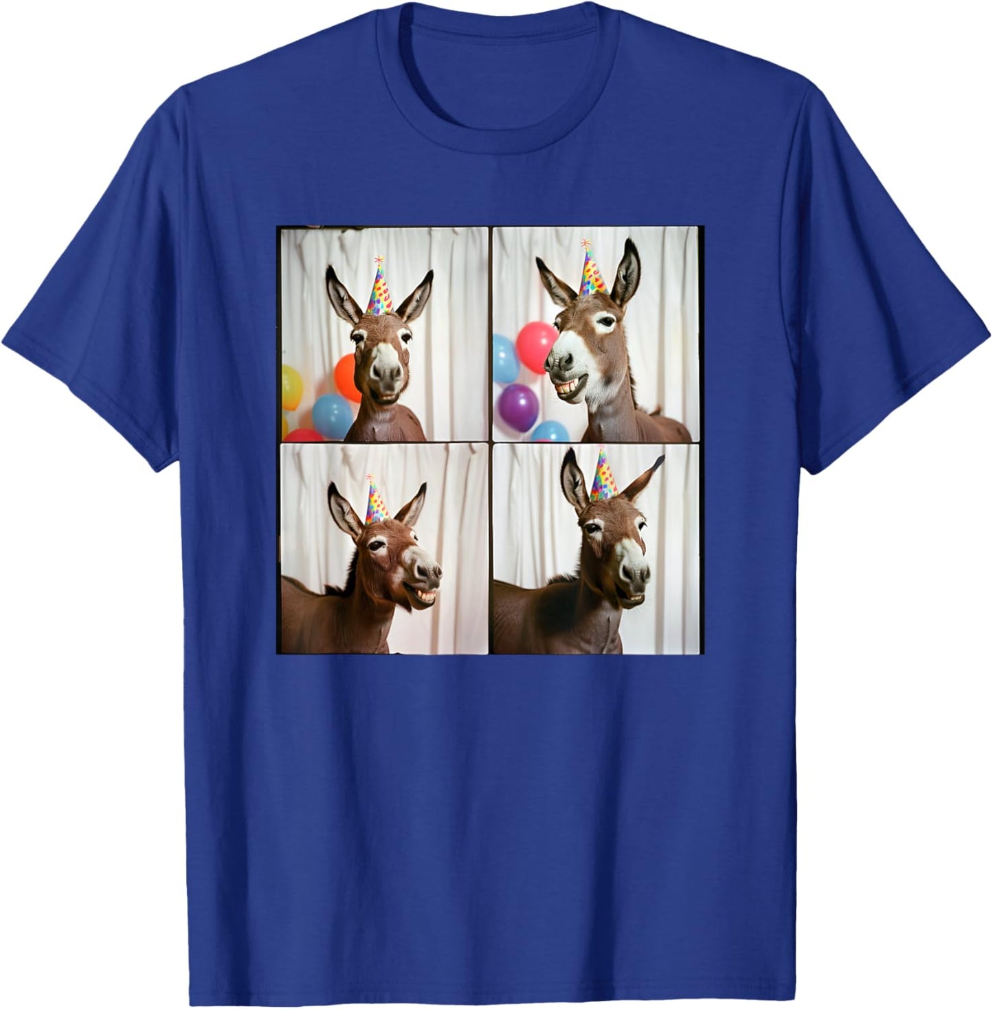 Laughing Donkey Face Farmyard Animal Happy Donkey Birthday T-Shirt - T-Shirt | Royal