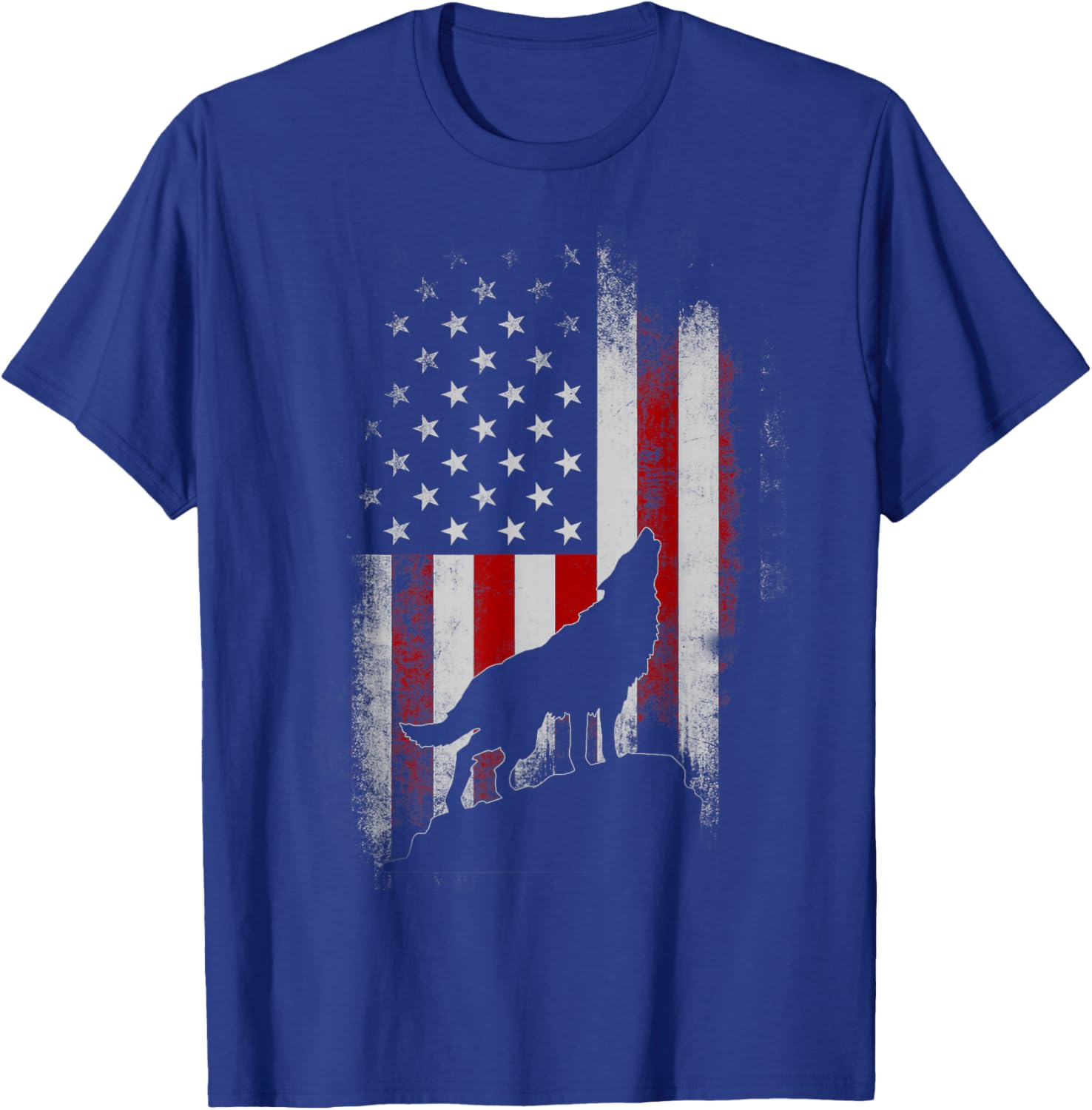 Wolf 4th of July American Flag Howling Wolves Patriotic T-Shirt - T-Shirt | Royal