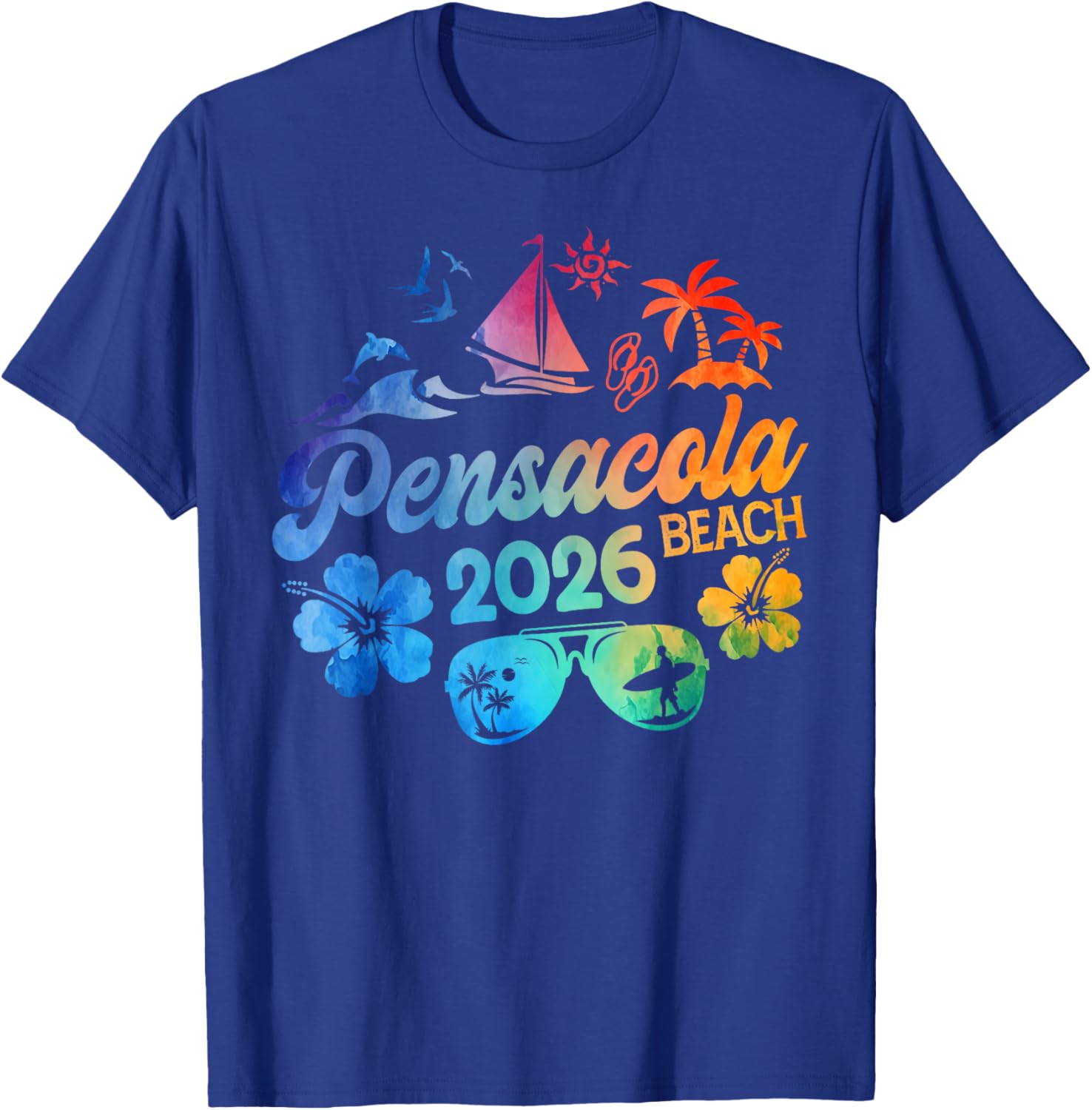 Pensacola Beach Florida 2026 Vacation Tie Dye Summer Vibes T-Shirt - T-Shirt | Royal
