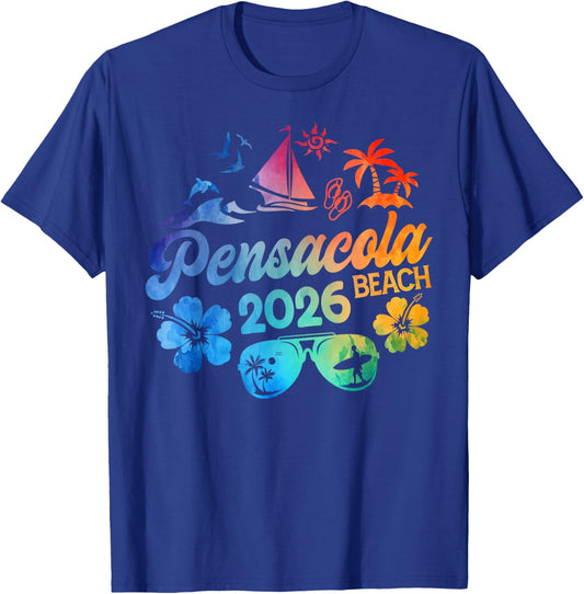 Pensacola Beach Florida 2026 Vacation Tie Dye Summer Vibes T-Shirt - T-Shirt | Royal