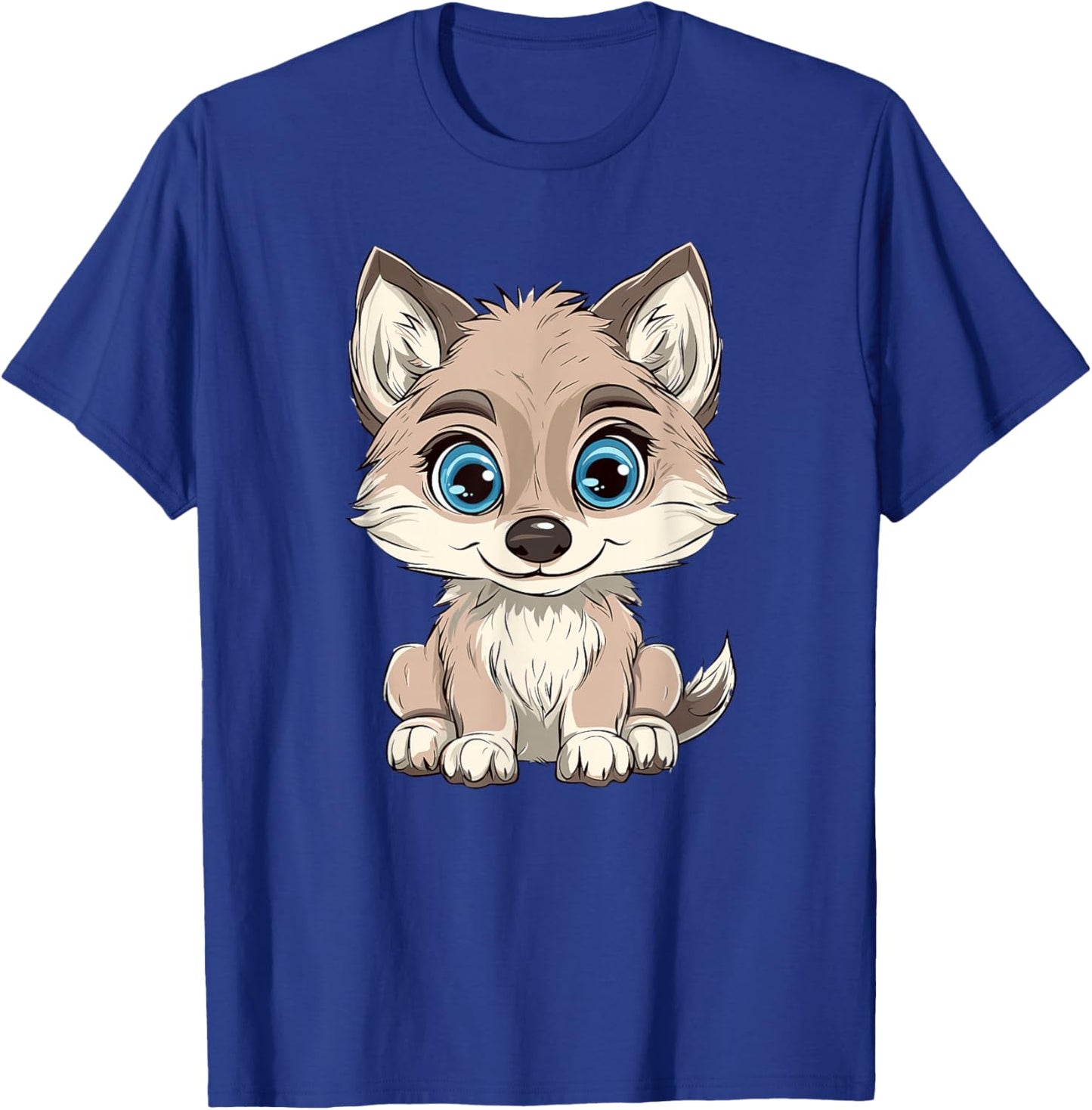 Cute Wolf Pup Cartoon Art T-Shirt - T-Shirt | Royal
