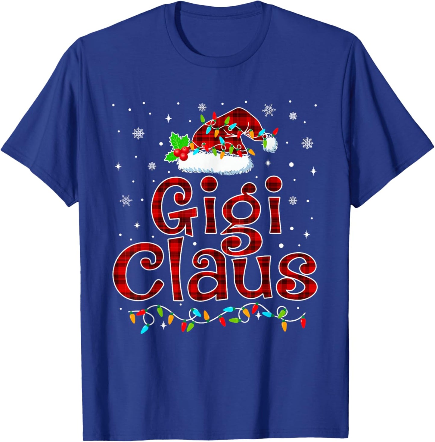 Gigi Claus Christmas Pajama Matching Family Xmas Lights T-Shirt - T-Shirt | Royal