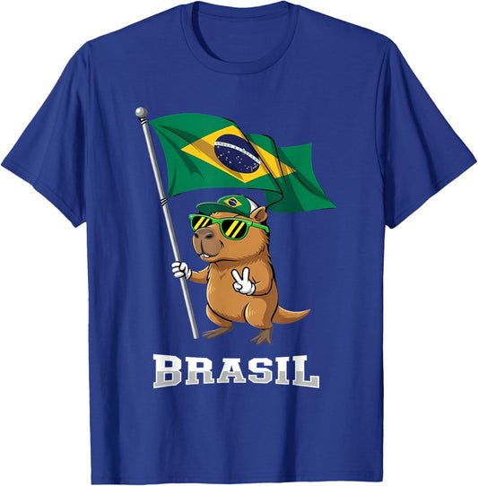 Brasil Flag Capybara Brazilian Pride Brasilian Roots Brazil T-Shirt - T-Shirt | Royal