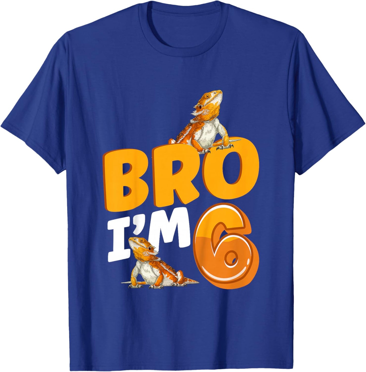 6th Reptile Birthday Six Year Old Bearded Dragon Birthday T-Shirt - T-Shirt | Royal