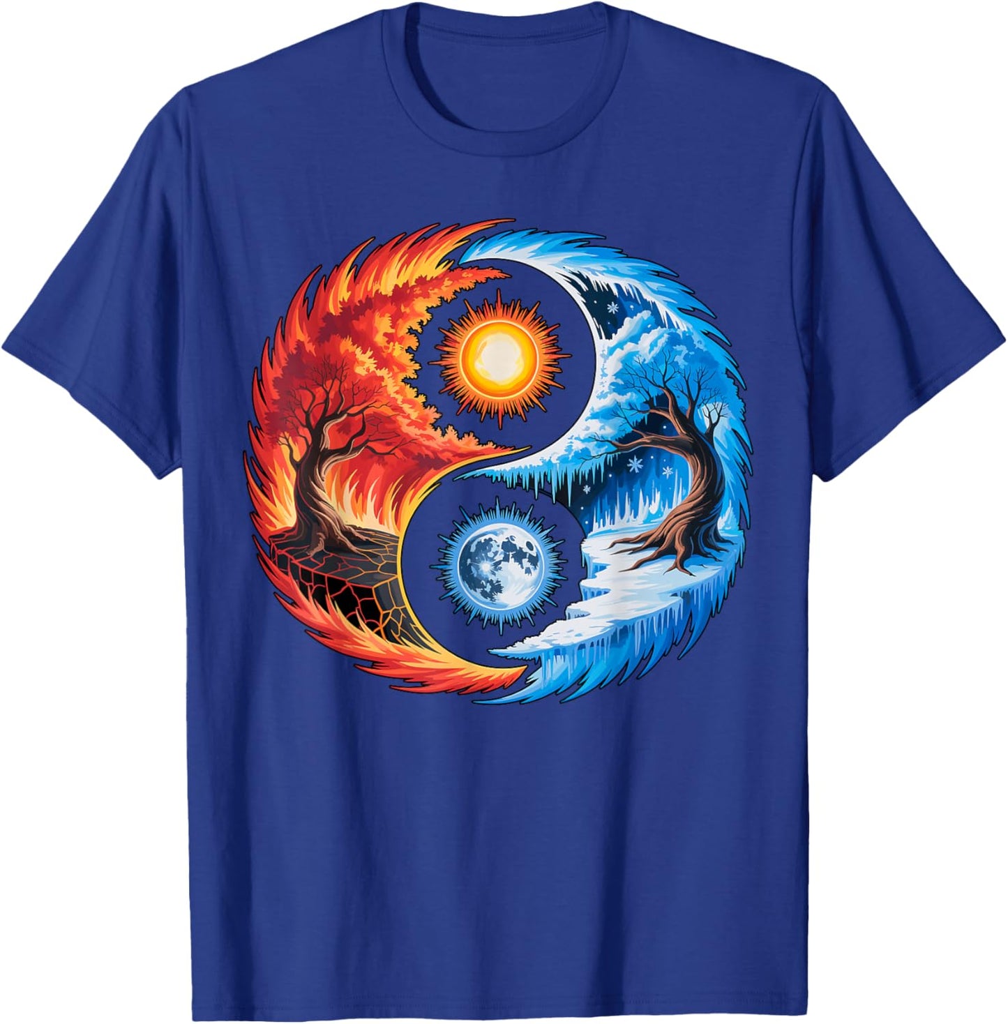 Yin Yang Gears Fire and Ice T-Shirt - T-Shirt | Royal