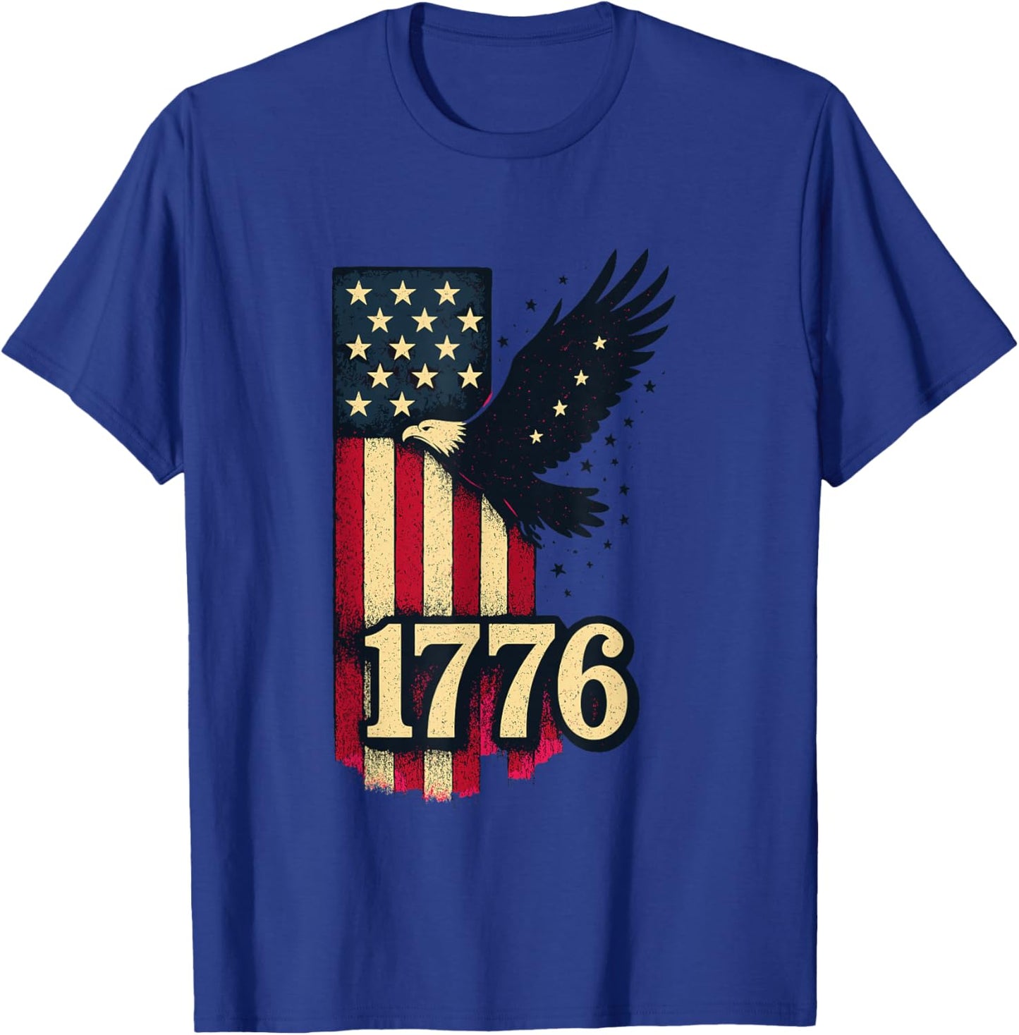 American Flag Eagle 1776 Distressed T-Shirt - T-Shirt | Royal