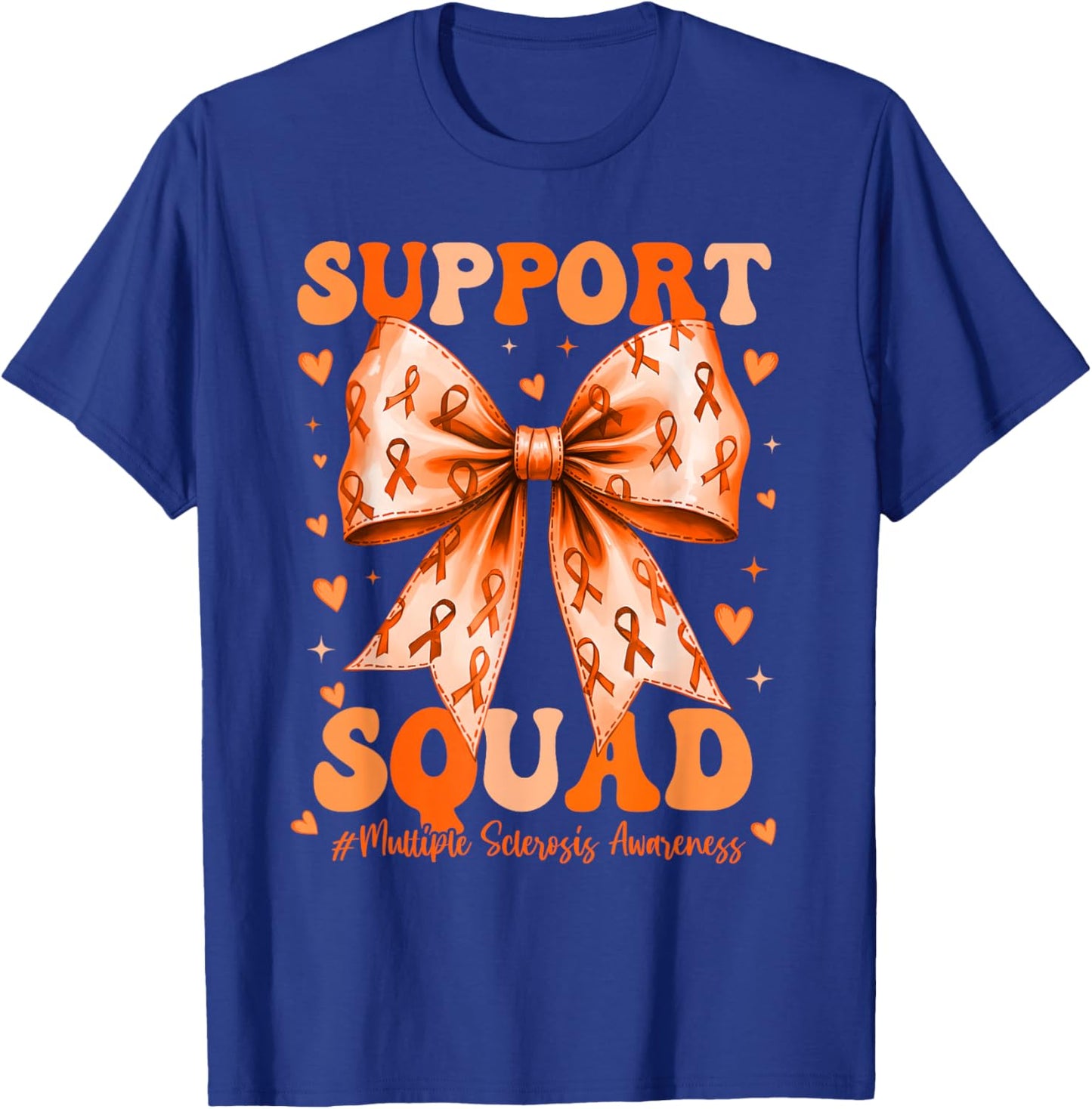 Support Squad Orange Ribbon Multiple Sclerosis Awareness MS T-Shirt - T-Shirt | Royal