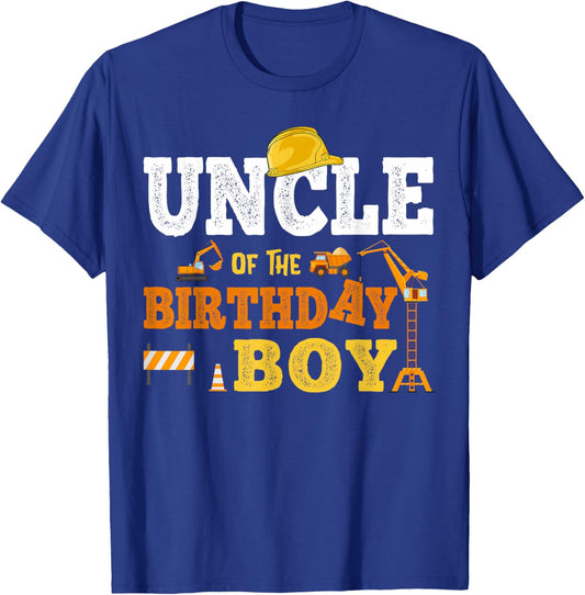 Uncle Of The Birthday Boy Kid Construction Matching Family T-Shirt - T-Shirt | Royal